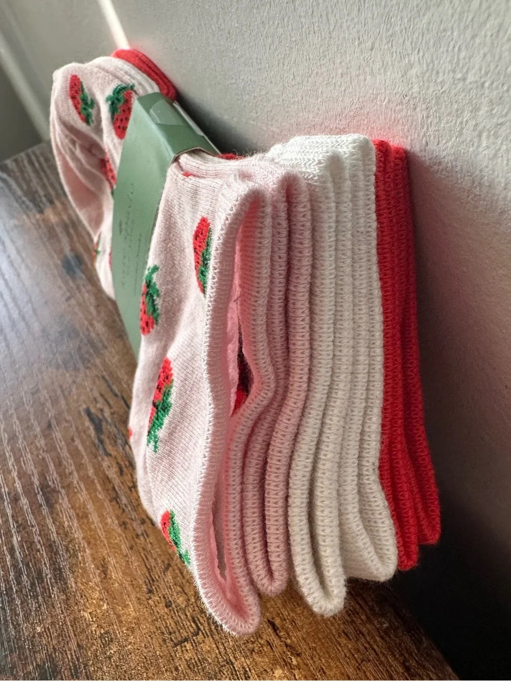 kate spade 3 Pairs Pink Strawberry, Red, White Quarter Socks 3 Pack NWT ♠️ - Picture 3 of 7